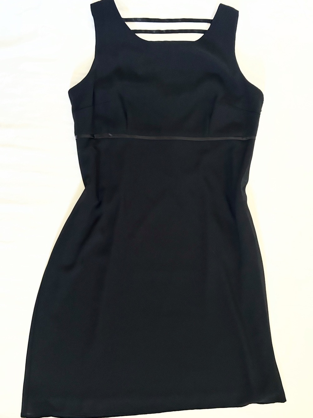 Sag Harbor Black Sleeveless Midi Sheath Dress with Back Strap Detail